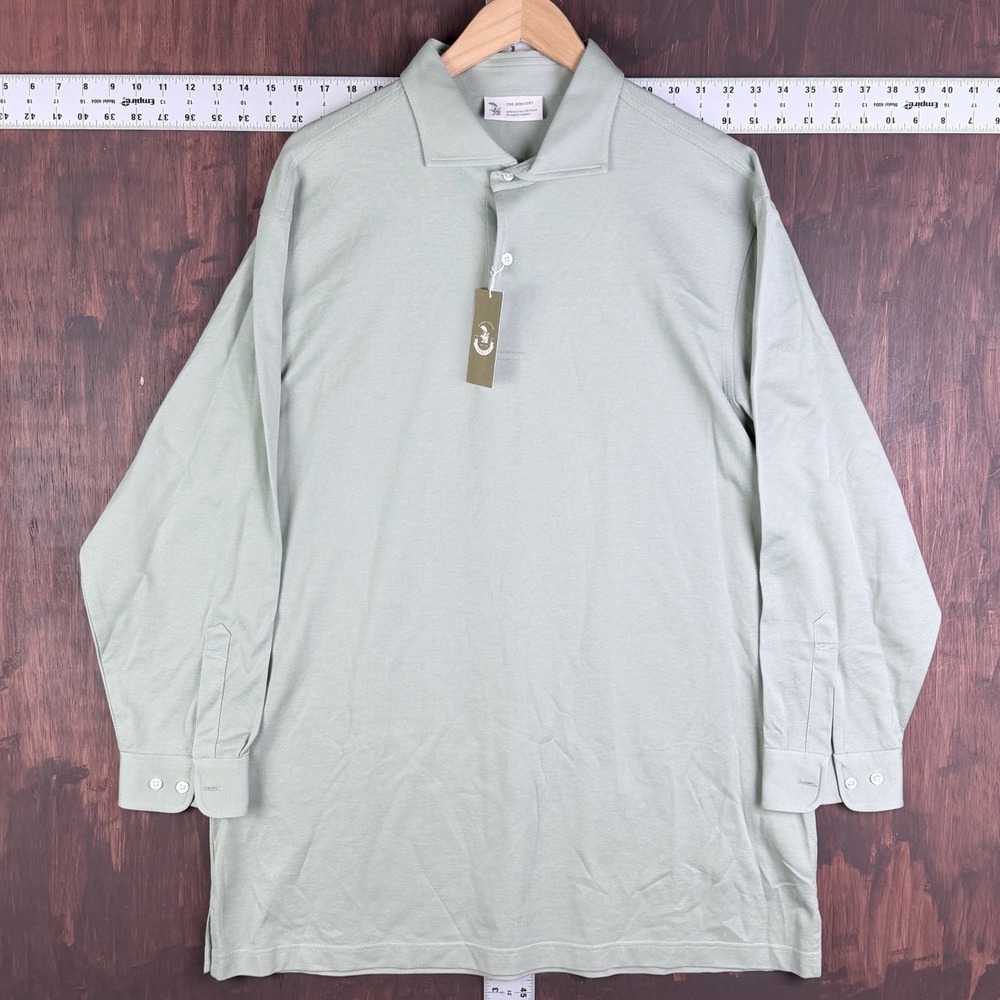 The Armoury Spread Collar Polo‎ Shirt By Ascot Chang Matcha Green Men's 2XL XXL